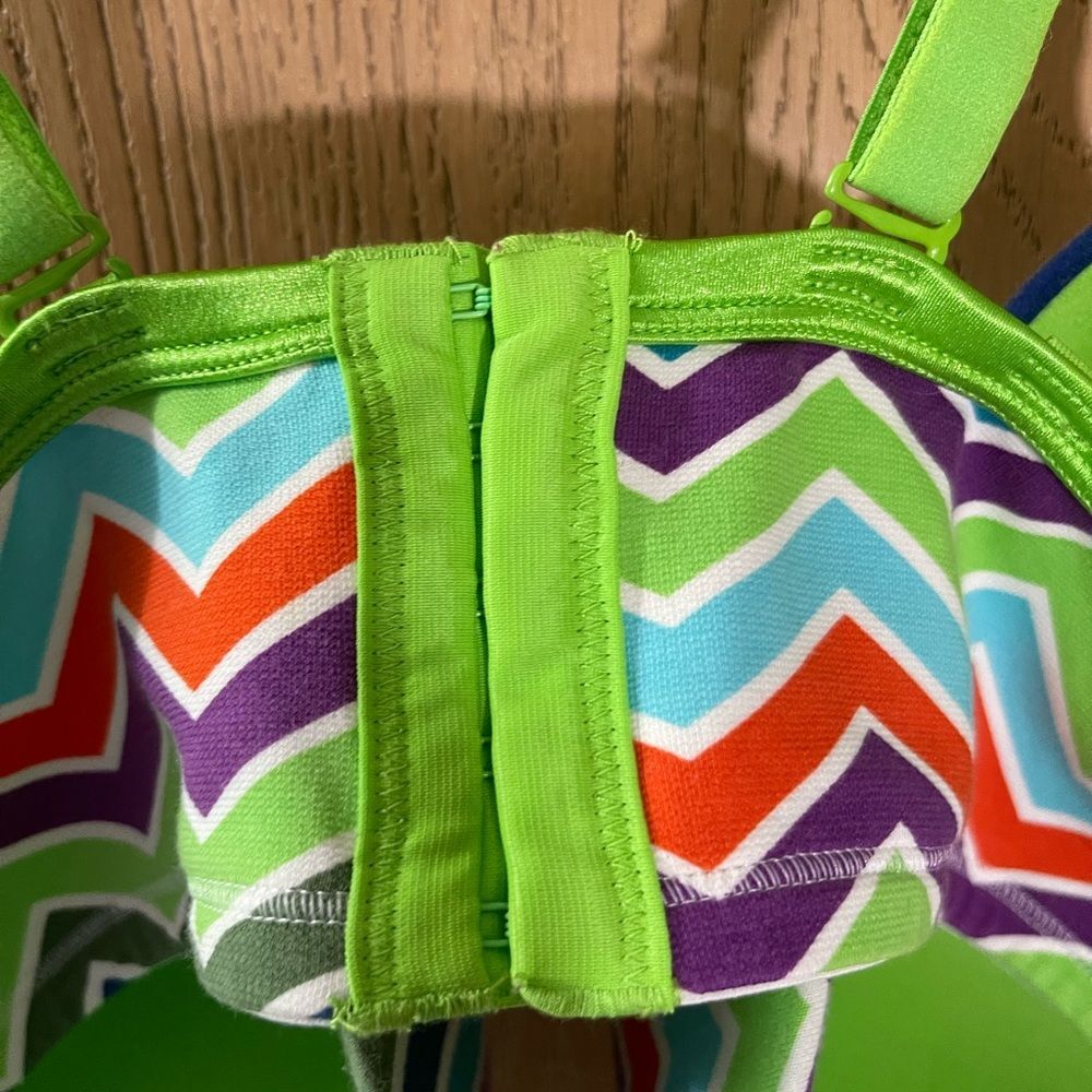 Vintage Cacique colorful chevron stripe bra 42DDD/42F - Picture 5 of 5